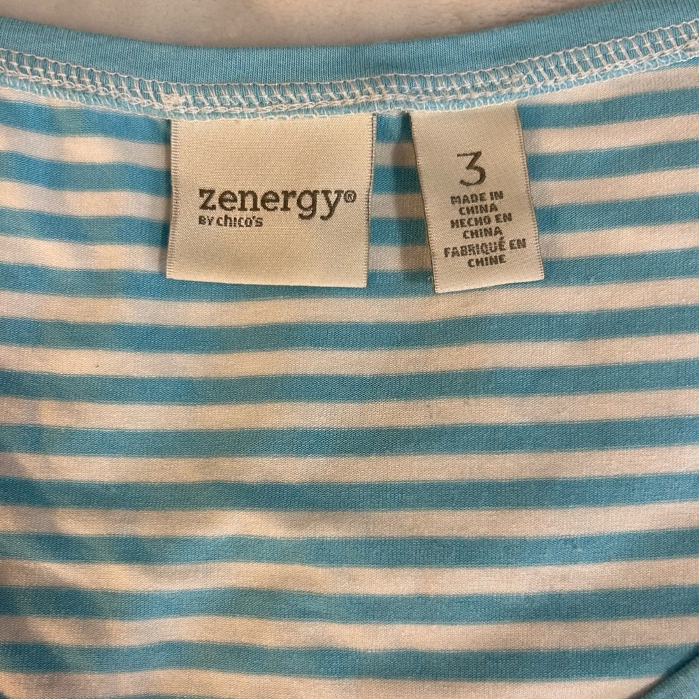 Chico’s Zenergy Pamela Aqua Striped Maxi Dress size 3 (XL/16) Athleisure - Picture 7 of 13